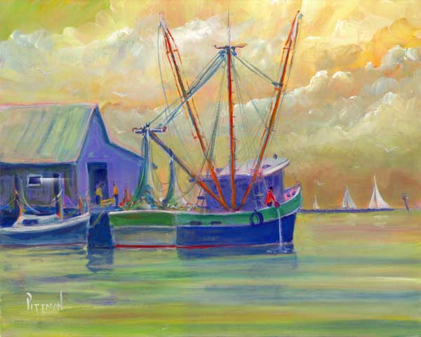 Shrimp Boat Print painting art NC