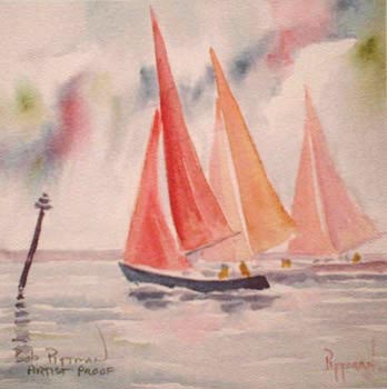 Smooth Sailing print Bob Pittman Art - Painting, Watercolor, Oil, acrylic, Eastern NC, North Carolina, rural landscapes, Barns, tobacco, Fine Art Prints.
