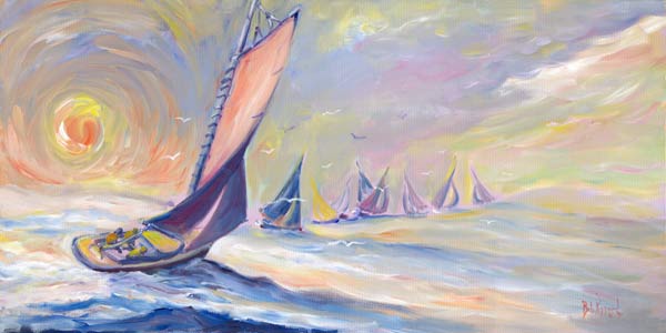 Sunset Sailing - Oil on canvas