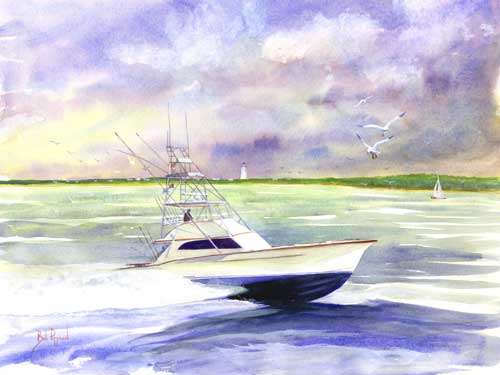 Grady White Boats The Sport Fisher Watercolor and Limited edition prints