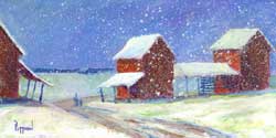 Carolina Blizzard - Snowy BArns Art