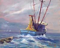 Shrimp boat oil painting - limited edition prints