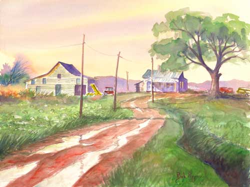 Watermelon Patch - Barns in Eastern North Carolina - Watercolor